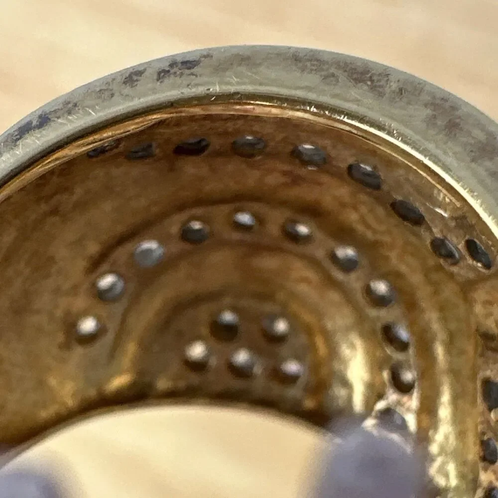 SETA 925 Gold Plated Silver Ring w/ Diamond Accents – Size 8 – 11.9g Unisex